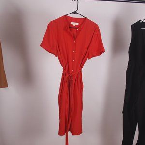 button front dress with pockets